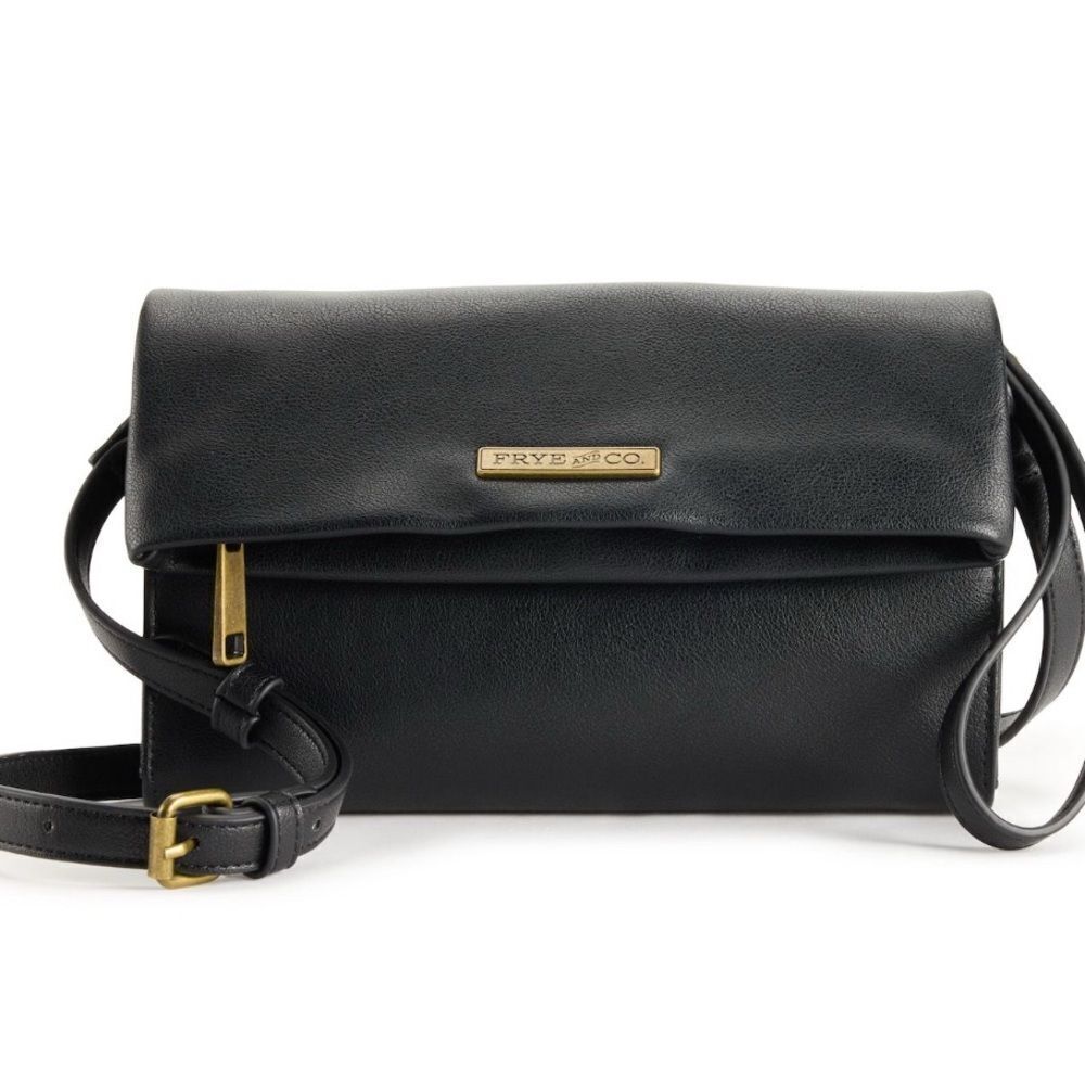 New! Frye and Co. Flap Wristlet Crossbody Black Bag NWT